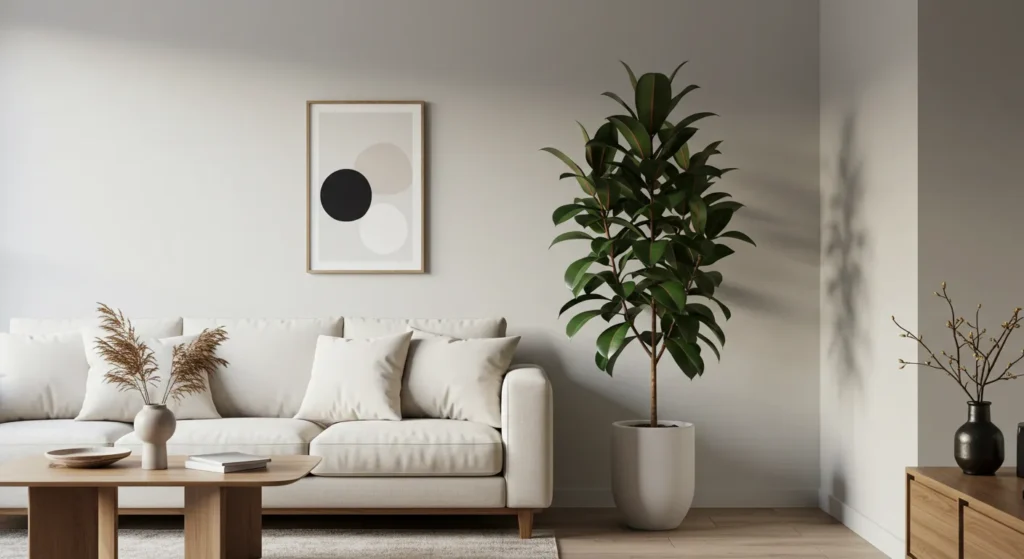 공기 정화 식물 TOP 10으로 쾌적한 실내 공기 만들기 - 반려동물 접근 불가 공간의 고무나무 화분