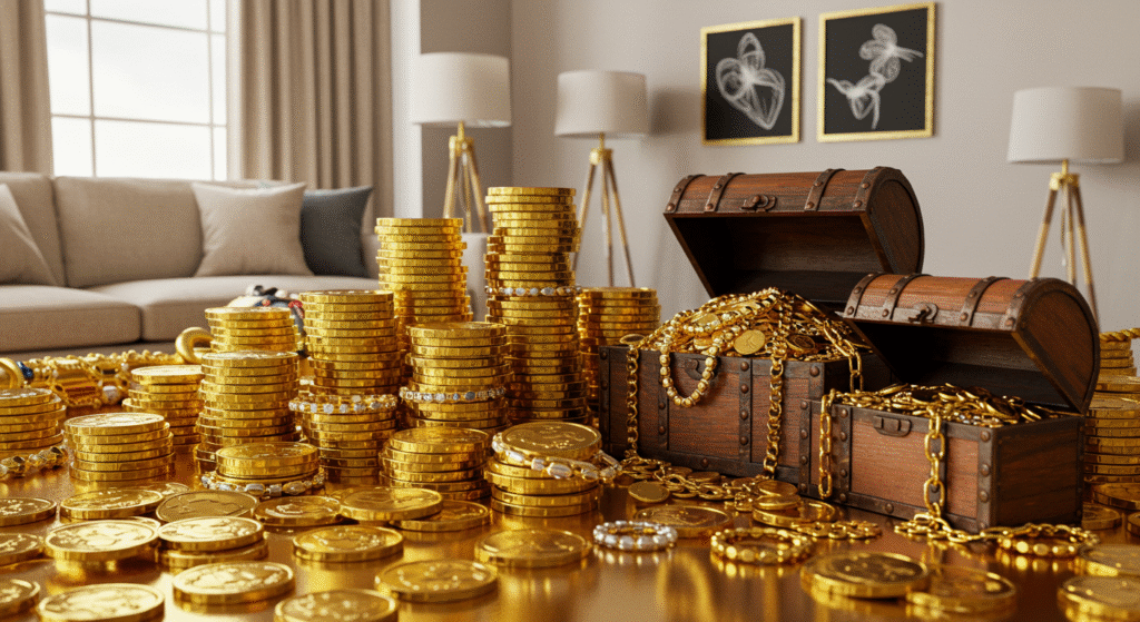 집안에 보물이 쌓여 있는 꿈